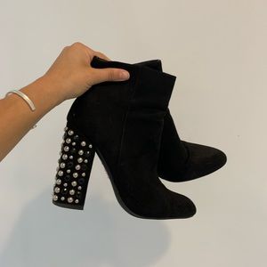 Black Jewel Heel Booties